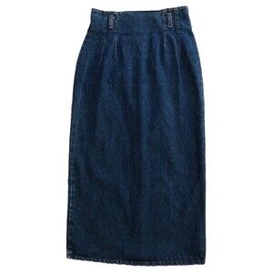 Hunt Club Denim Maxi Pencil Skirt Womens Sz 8 VTG 80s Classic High Waisted Jean